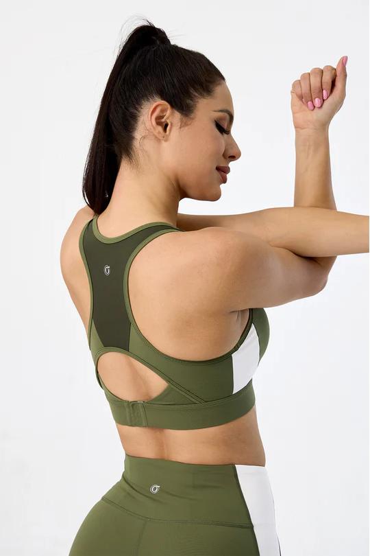 REXINGYOGA High Support Color Block Racerback Sports Bra