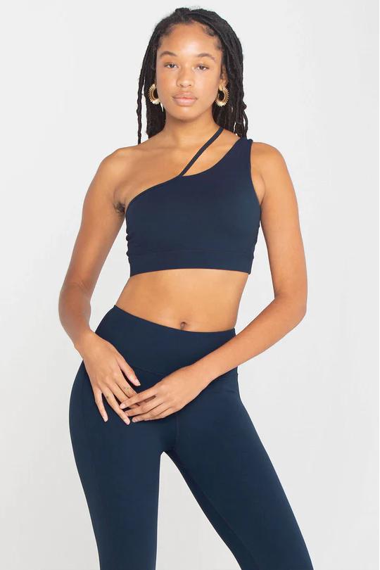 REXINGYOGA Light Support One Shoulder Cut Out Hiking Yoga Bra
