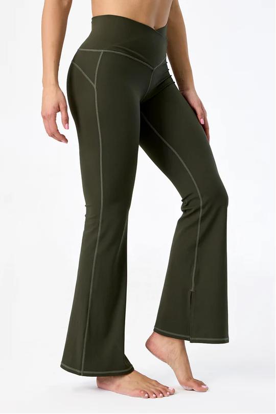 REXINGYOGA High Waisted Crossover Flare Leggings with Pocket - Image 6