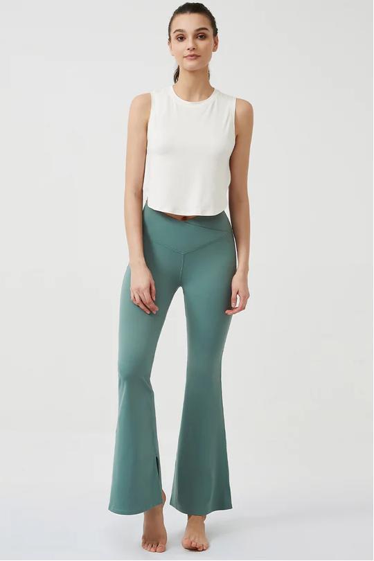 REXINGYOGA High Waisted Crossover Flare Leggings with Pocket - Image 7