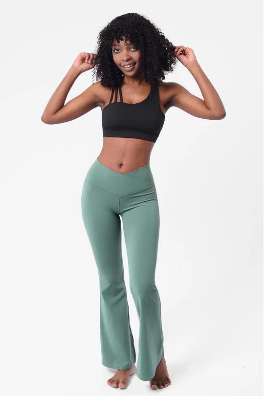 REXINGYOGA High Waisted Crossover Flare Leggings with Pocket - Image 2