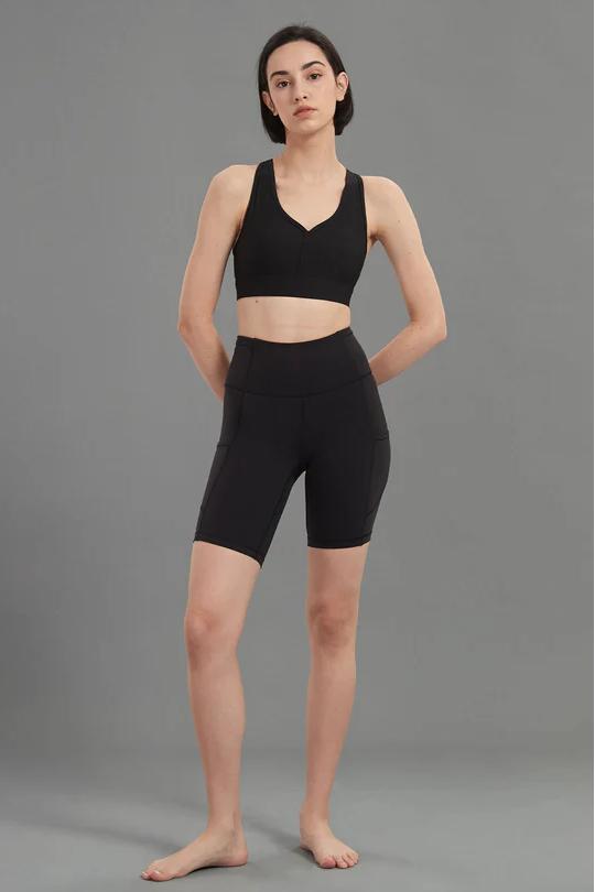 REXINGYOGA High Waisted Firm-Support Stretchy Biker Sports Shorts With Pockets - Image 3