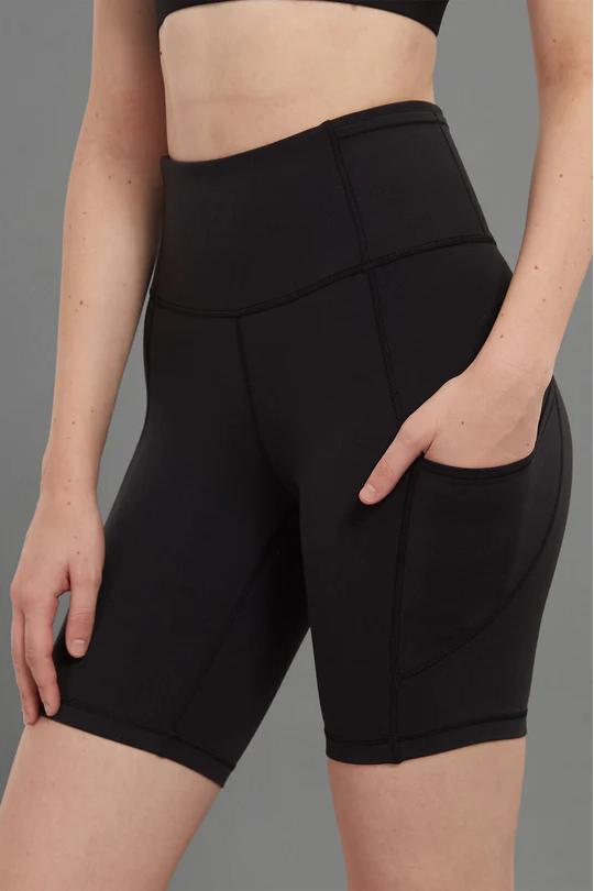 REXINGYOGA High Waisted Firm-Support Stretchy Biker Sports Shorts With Pockets - Image 2