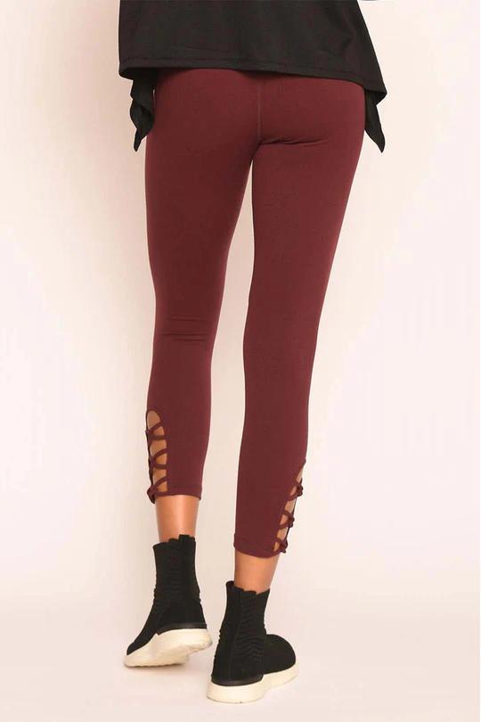 REXINGYOGA High Waisted Strechy Capri Leggings with Calf Cross Straps - Image 3