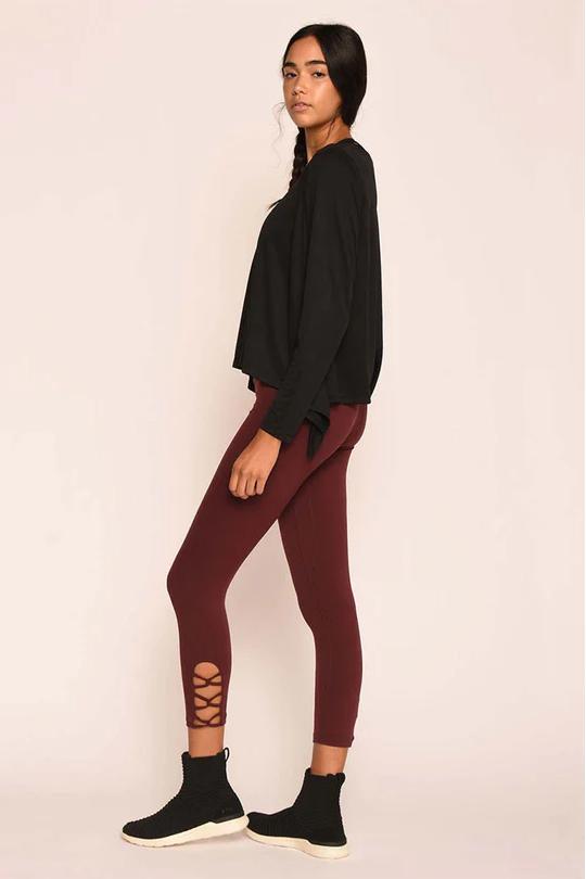 REXINGYOGA High Waisted Strechy Capri Leggings with Calf Cross Straps - Image 4