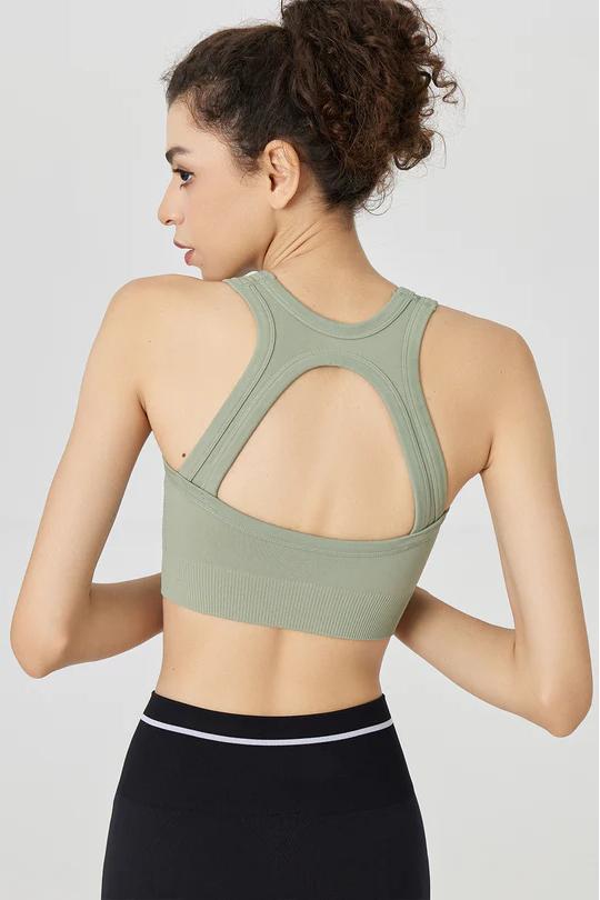 REXINGYOGA Jacquard Seamless Knit Women Sports Bra with Built-in Cups - Image 4