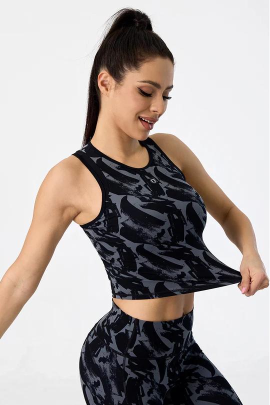 REXINGYOGA Print Color Block Women Sports Tank Top