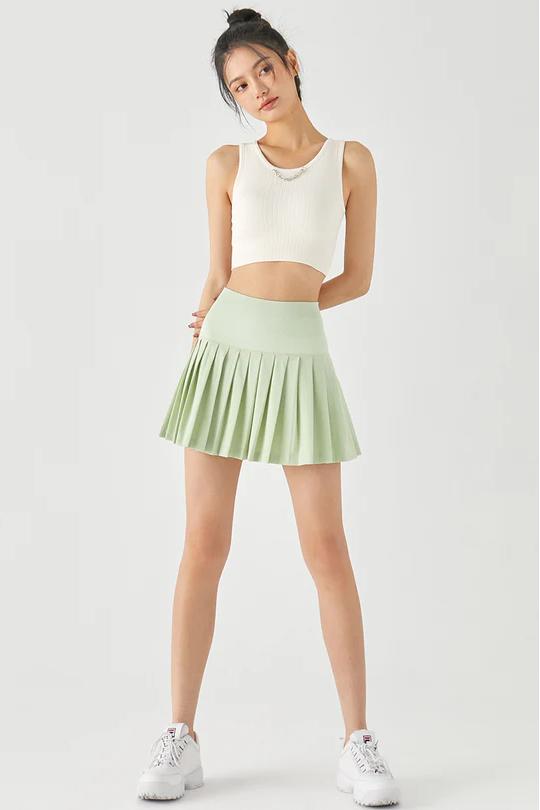 REXINGYOGA Seamless High Waisted Pleated Sports Skirts with Built-in Shorts - Image 3
