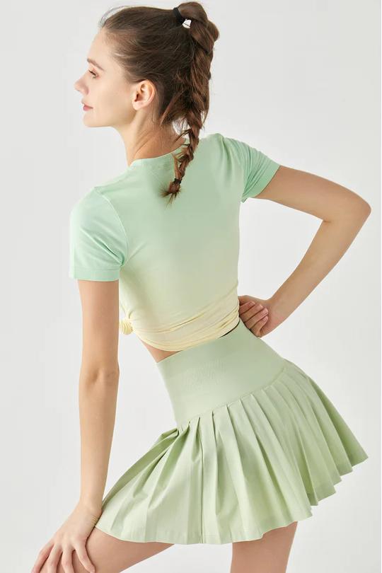 REXINGYOGA Seamless High Waisted Pleated Sports Skirts with Built-in Shorts - Image 2